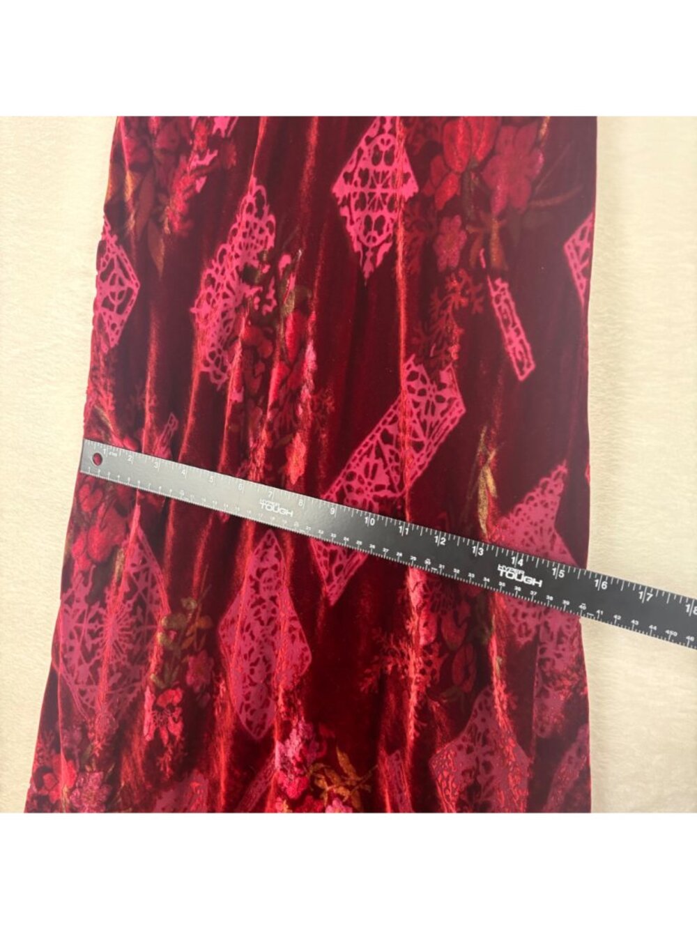 Jonathan Martin Studio 12 Velvet Sleeveless Burgundy Floral Dress Whimsigoth Y2K - Picture 9 of 14